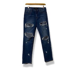 STAGE Distress Raw Hem Jeans